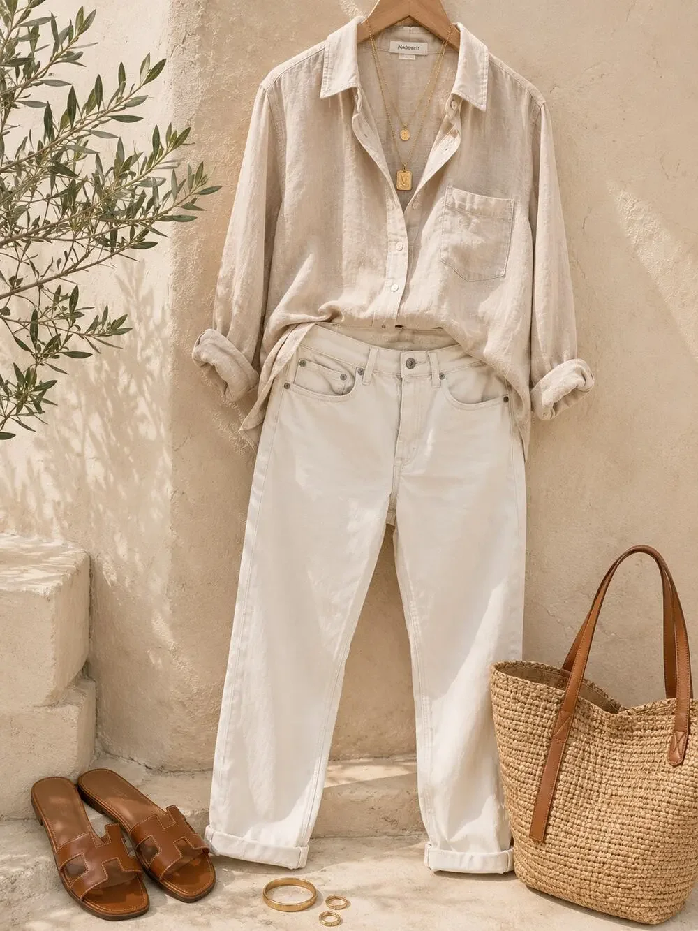 American Eagle Mom Jeans Cream Ivory High Rise Straight Leg Size 6 - Picture 1 of 9